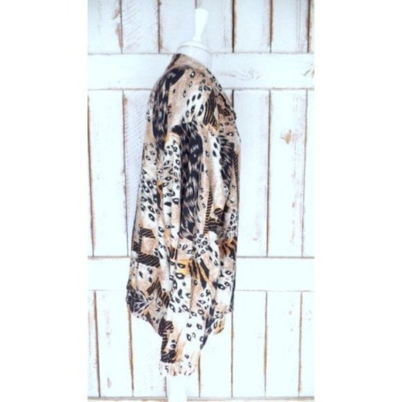 Vintage leopard print silk windbreaker bomber flight jacket - Picture 4 of 5